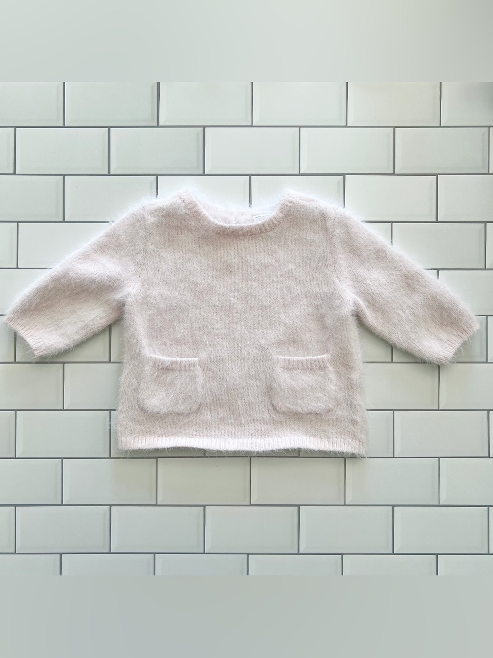 6M💗 Carter’s Eyelash Cozy Fuzzy Long Sleeve Light Petal Pink Sweater w/ Pockets